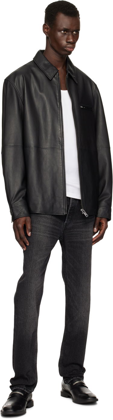 Jakke BOSS HUGO Paneled Leather Jacket Sort | 50530812, 3