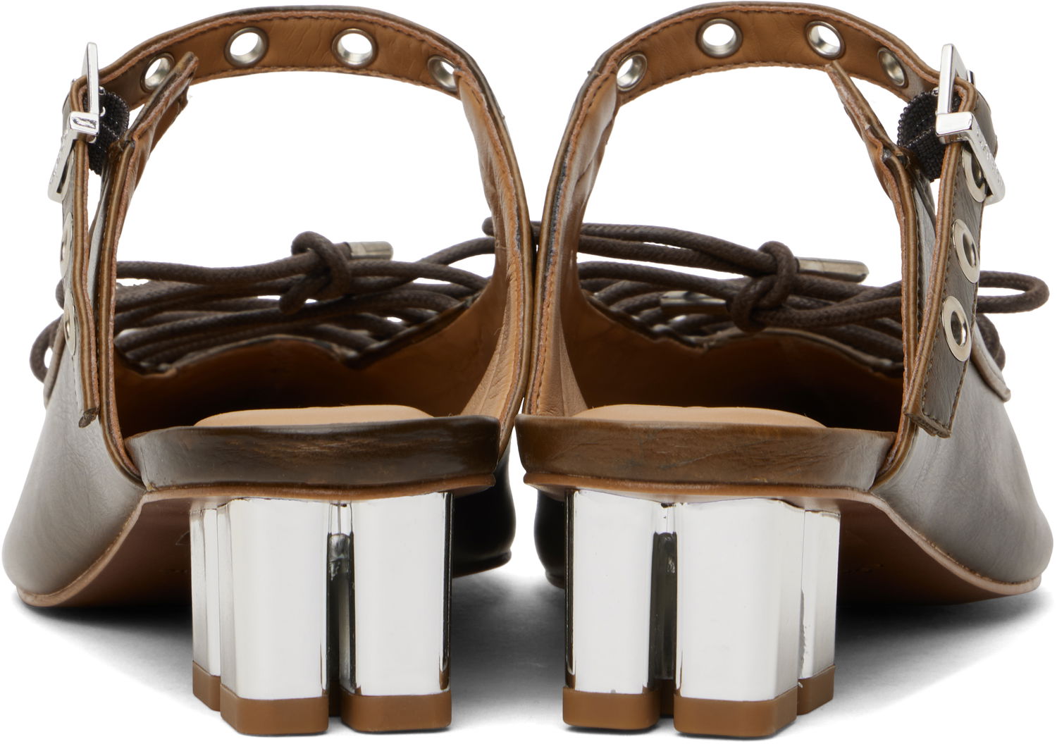 Sneakers og sko GANNI GANNI Oleatex Lace-Up Mules Brun | S3092, 1