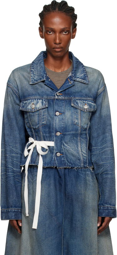 Jakke Maison Margiela MM6 Maison Margiela Cropped Denim Jacket with Tie Blå | S52AM0340 M30017, 0