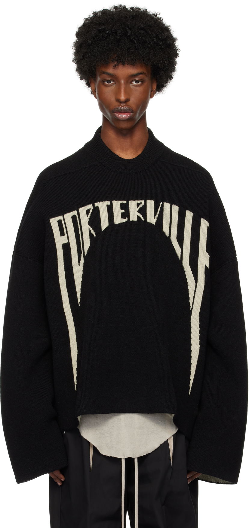 Sweater Rick Owens Porterville Jumbo Sweater Sort | RR02D6699 KWV1