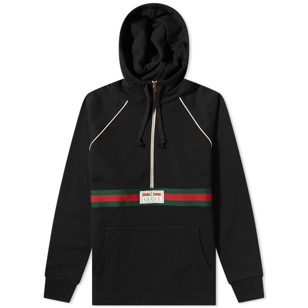 Sweatshirt Gucci Quarter Zip Stripe Hoody Sort | 645320-XJDAK-1060, 0