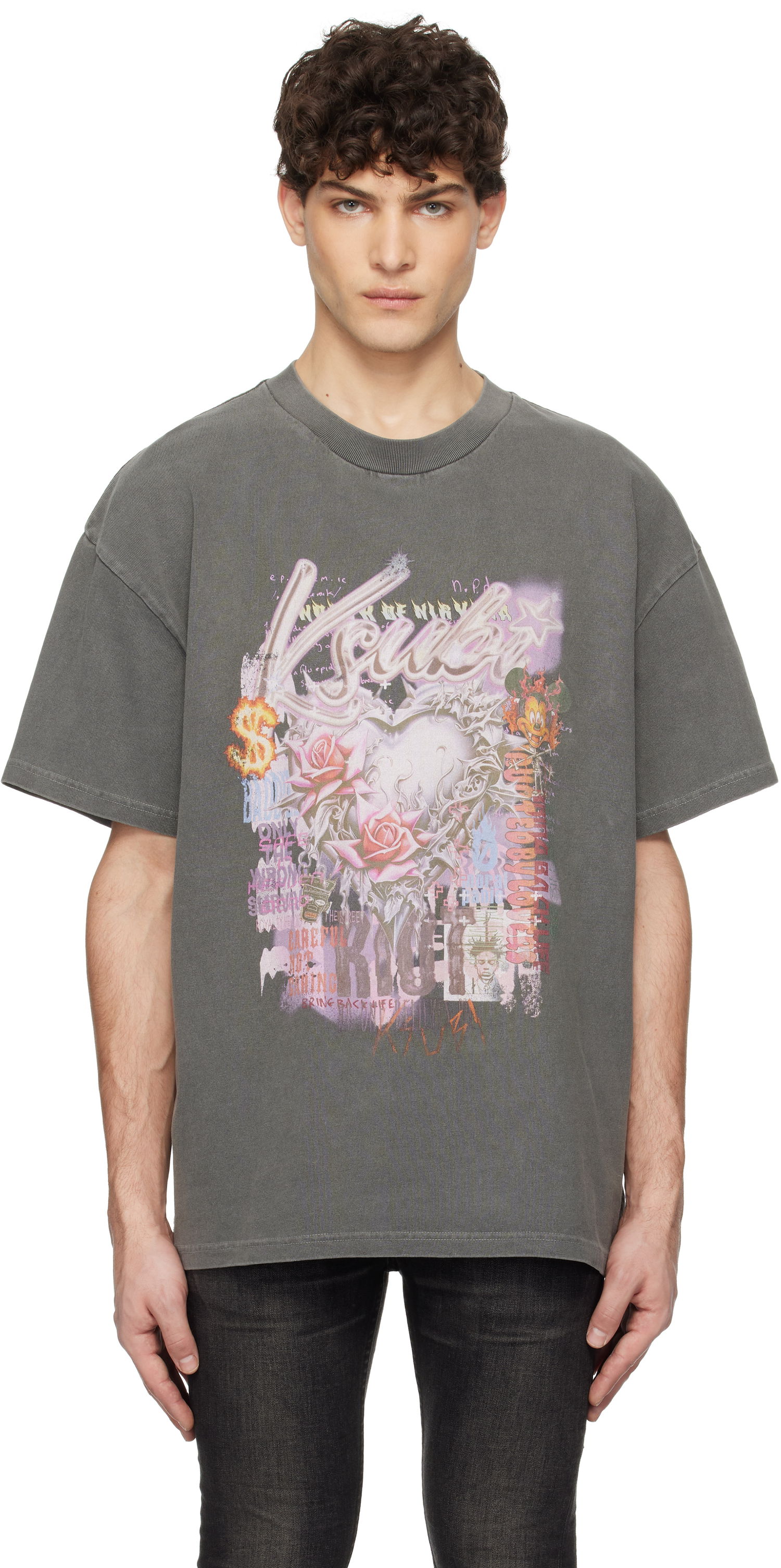 T-shirt Ksubi Ksubi Sketch Ekcess Graphic T-Shirt Grå | MPS25TE001, 0