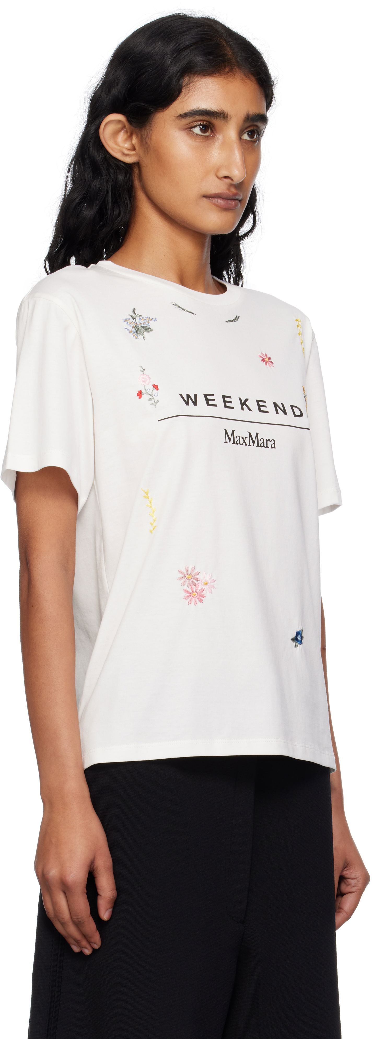 T-shirt Max Mara Weekend Max Mara Olga Floral Embroidered T-Shirt Hvid | 2515971042600, 1