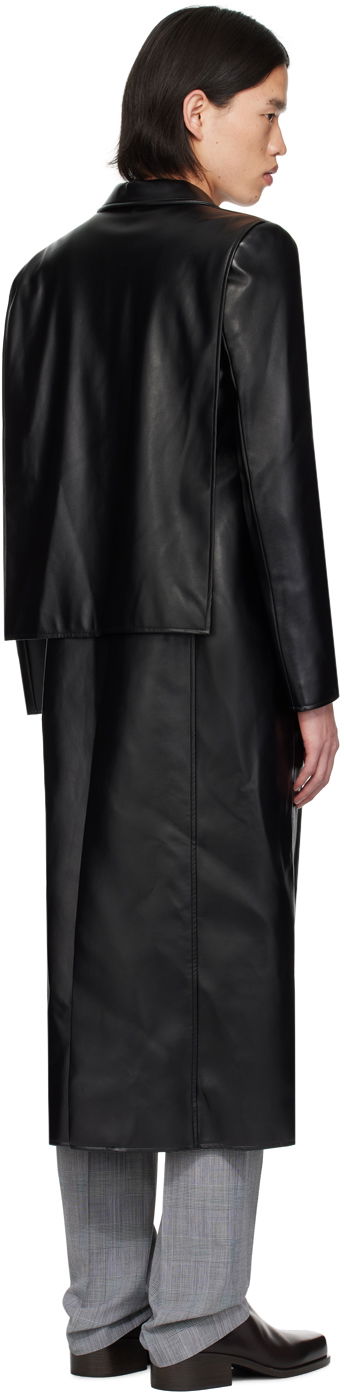 Frakker Coperni Coperni Button Faux-Leather Longline Coat Sort | COPM20829MEN, 2