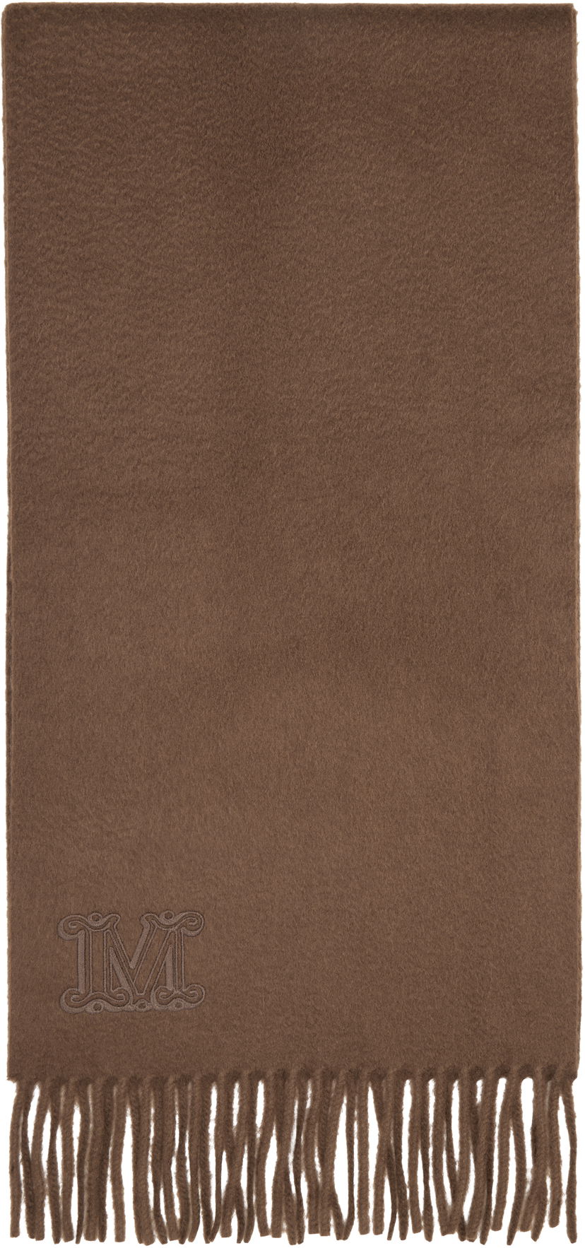 Tørklæde Max Mara Wsdalia Embroidered M-Logo Fringed Scarf Brun | 2524546311600