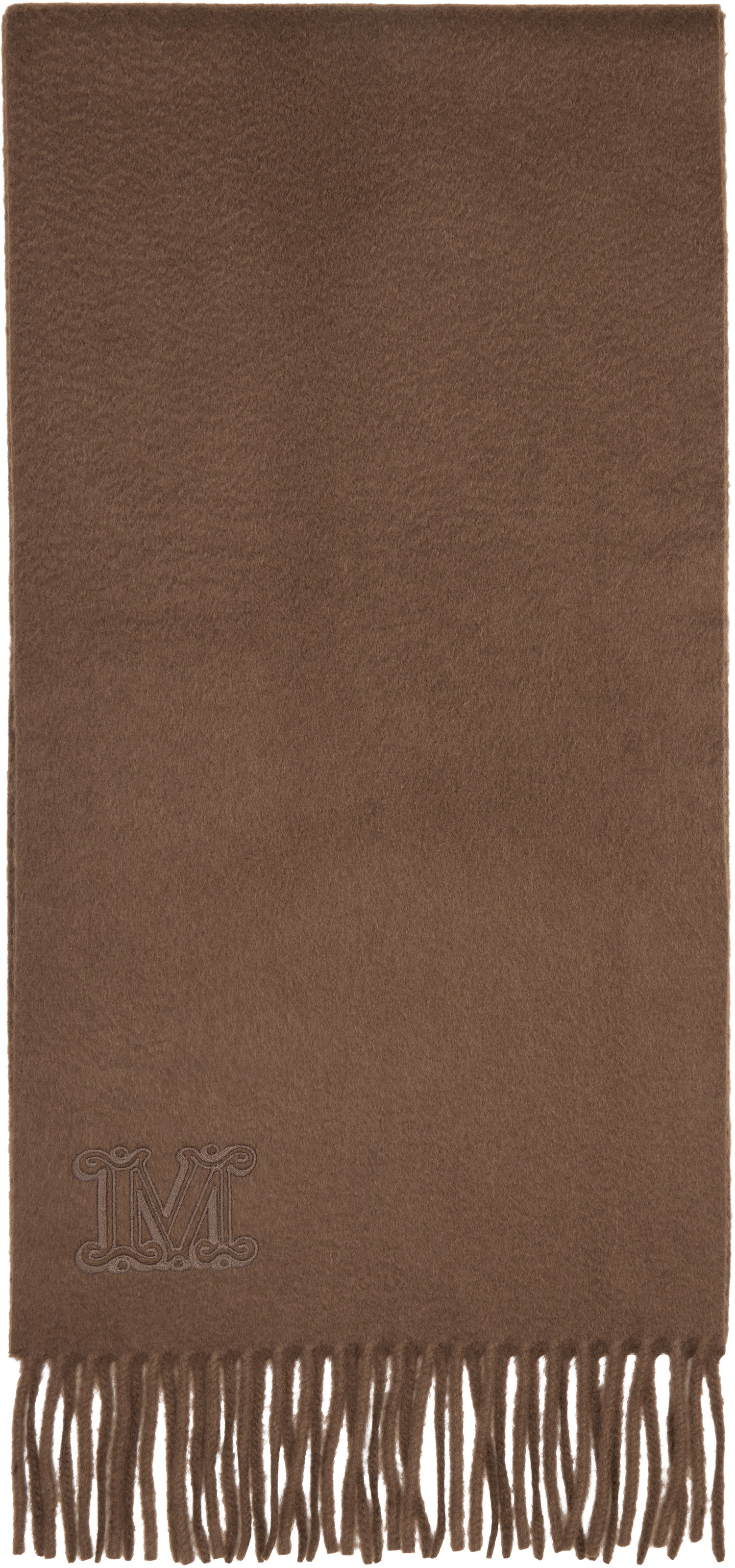 Tørklæde Max Mara Wsdalia Embroidered M-Logo Fringed Scarf Brun | 2524546311600, 0