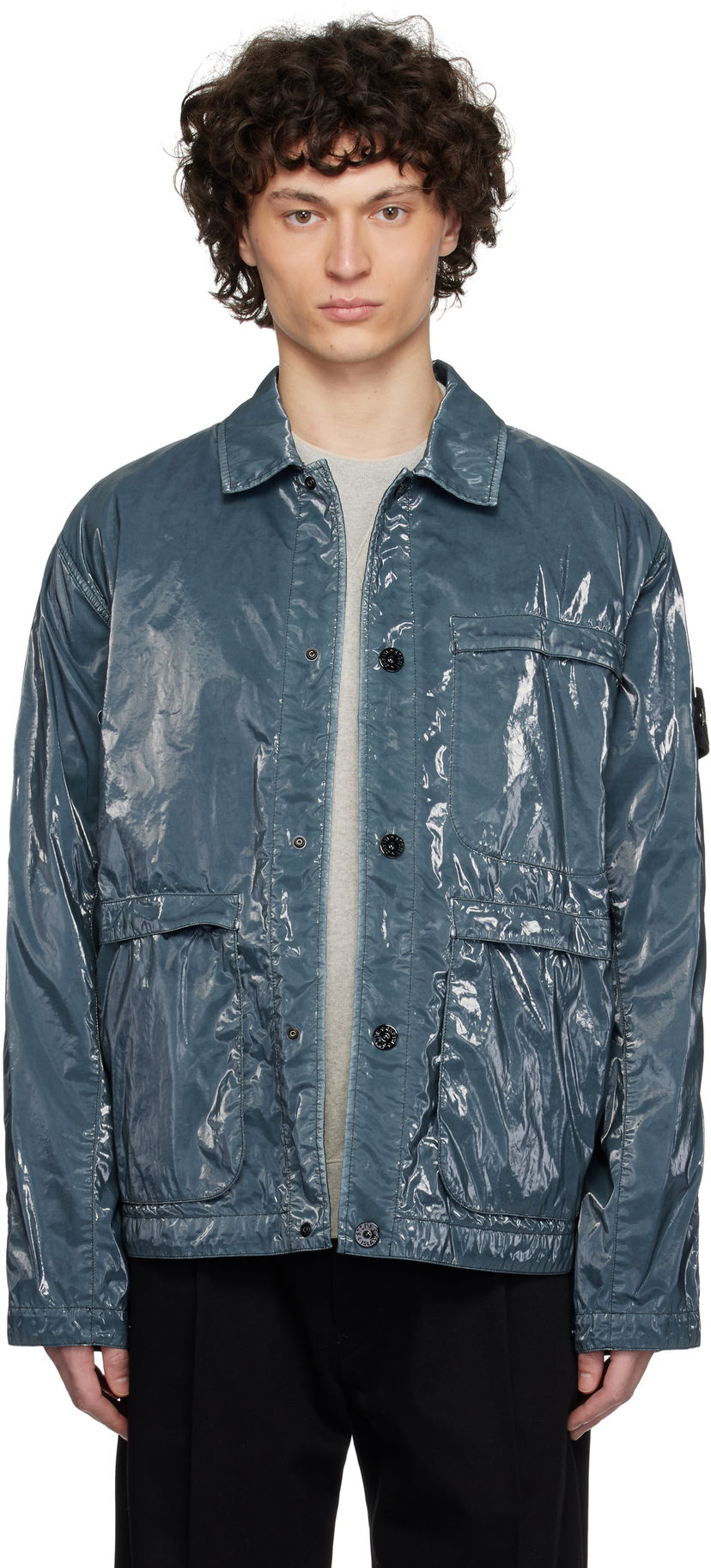 Vindjakke Stone Island Stone Island Prismatica Mussola Caban Jacket Blå | K1S15 4100065 S0132