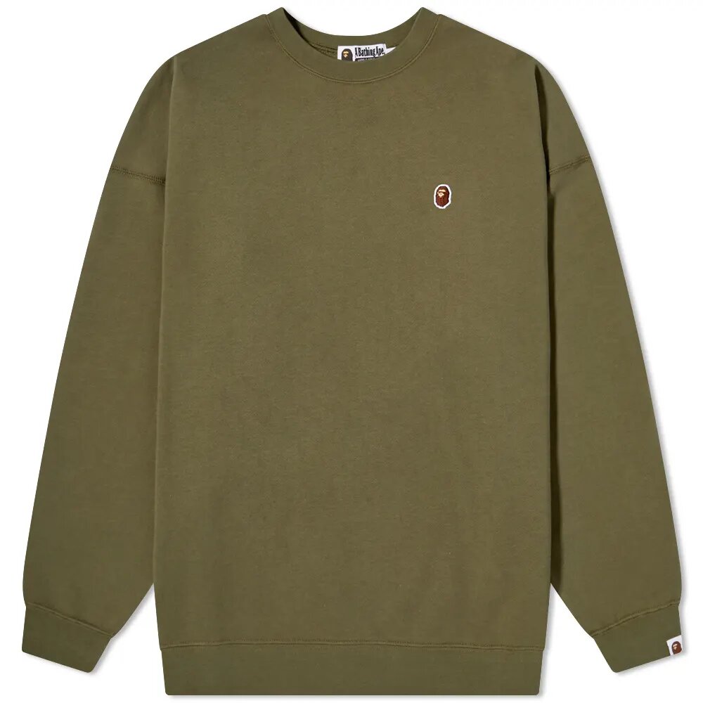 Sweatshirt BAPE Oversized Ape Logo Crew Sweat Grøn | 001SWH802503L-GRN, 1