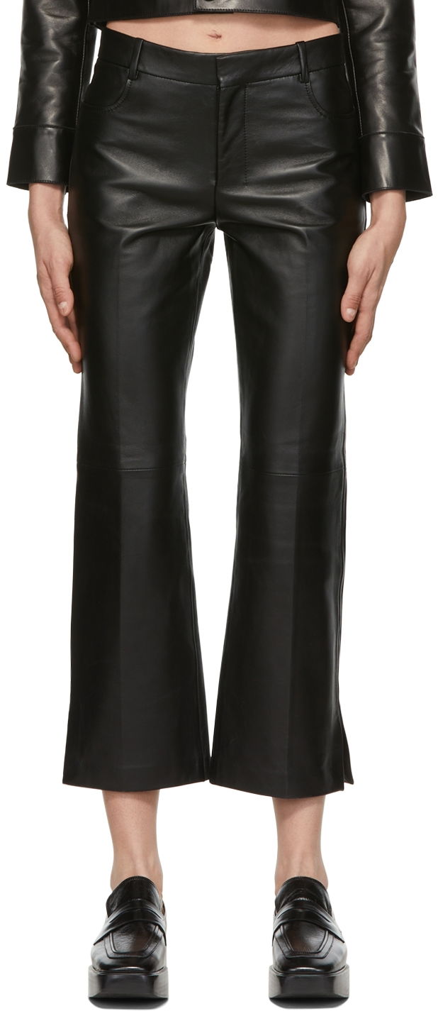 Bukser AMI Cropped Leather Pants Sort | FTR011.519