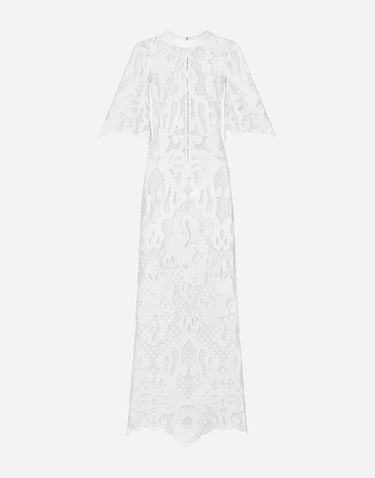 Kjole Dolce & Gabbana Dolce & Gabbana Openwork Embroidered Long Dress Hvid | F6JKHZFG6AEW0800, 0