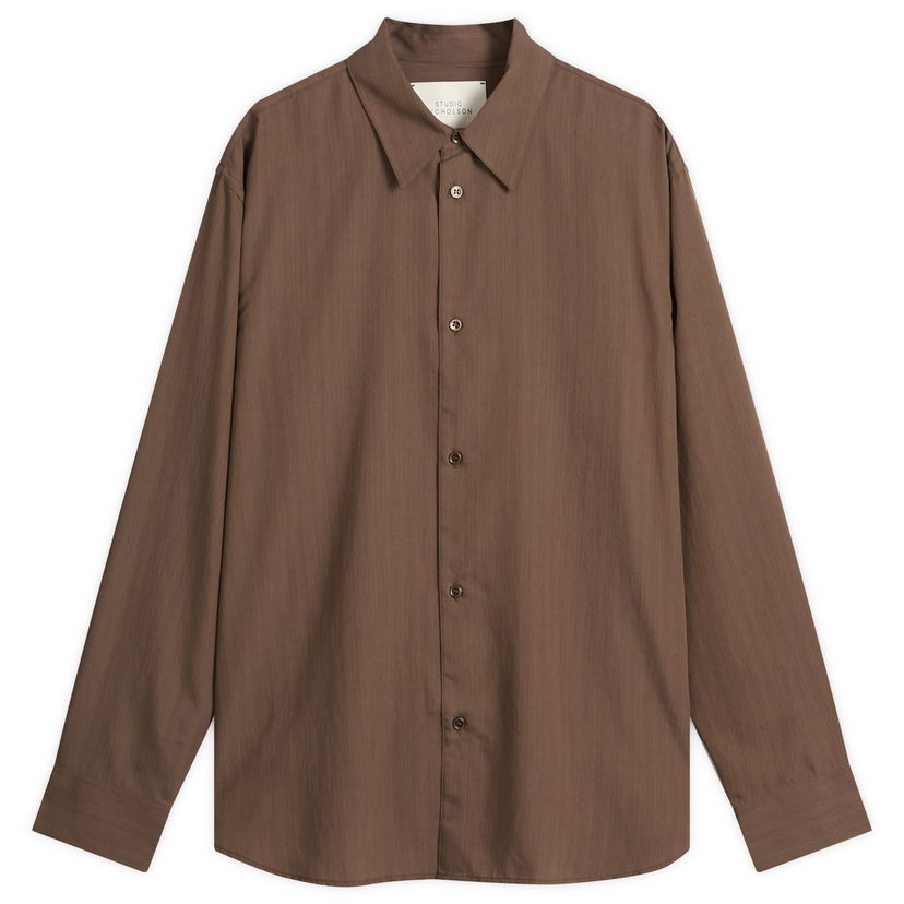 Skjorte Studio Nicholson Studio Nicholson Boxy Oversized Shirt, Size Large Brun | VIEWSNM-1126-BRW