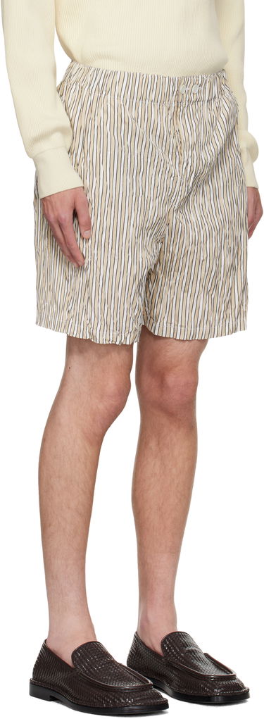 Shorts Bottega Veneta Bottega Veneta Crushed Tech Cotton Stripe Shorts Beige | 833970V5NM08773, 1