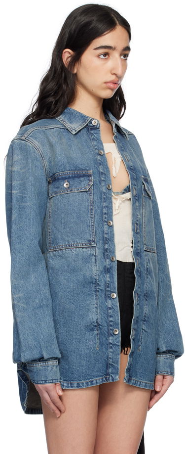 Skjorte Rick Owens Rick Owens DRKSHDW Hollywood Denim Overshirt Blå | DS01E3705 DWB, 1