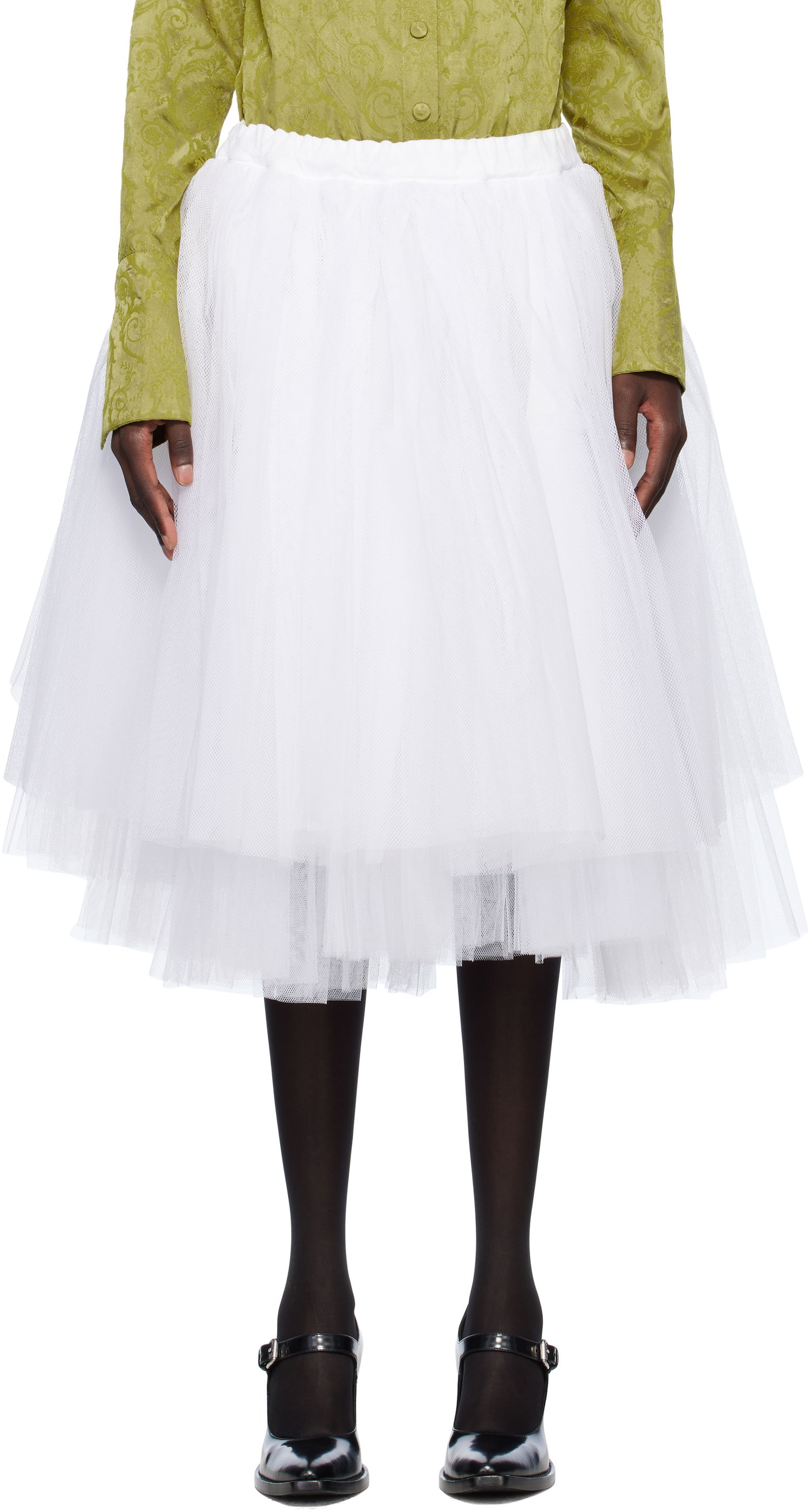 Nederdel Comme des Garçons Comme des Garçons Tulle Midi Skirt Hvid | GO-S015-051, 0