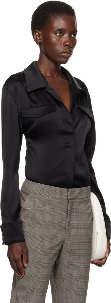 Skjorte Courrèges Courrèges Satin Shirt Sort | 225CBD123TA0007, 1