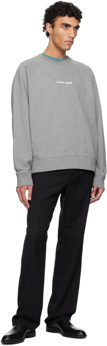 Sweater MAISON KITSUNÉ Maison Kitsuné Oversize Raglan Sweatshirt with Embroidery Grå | OM00309KM0001, 3