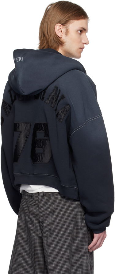 Sweatshirt ERL ERL Varsity Oversized Zip-Up Hoodie Mørkeblå | ERL10T033, 2