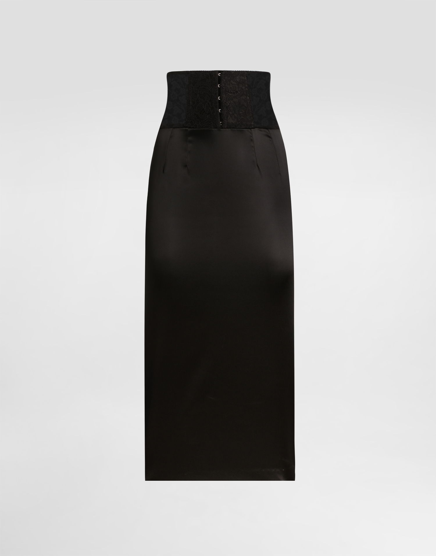 Nederdel Dolce & Gabbana Dolce & Gabbana Satin Calf-Length Skirt with Corset Belt Sort | F4CI1TFURADN0000, 0