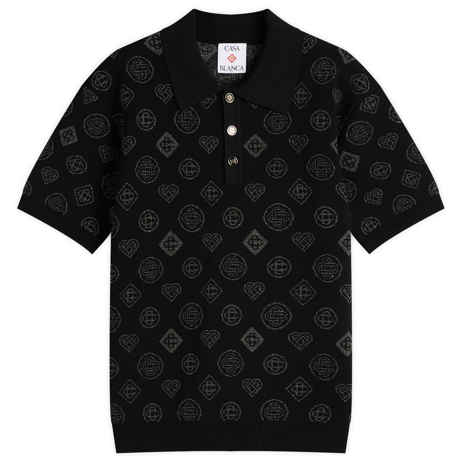 Polo skjorte Casablanca Casablanca City Jacquard Polo Sort | M-AW25-KW-1126-01, 0