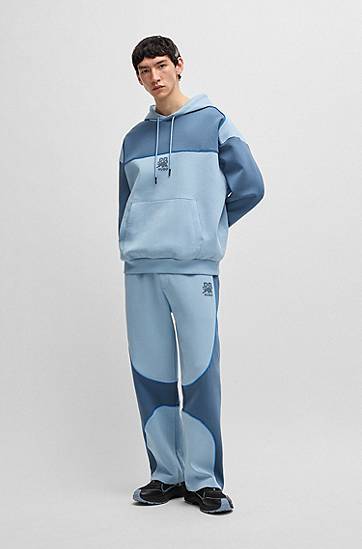 Sweatshirt BOSS HUGO x RB Cotton-Blend Hoodie with Piping Blå | 50542808, 1