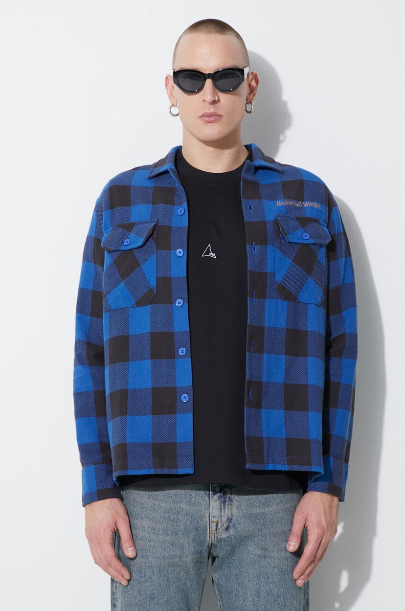 Skjorte Universal Works Universal Works L/S Utility Shirt Blå | 29177