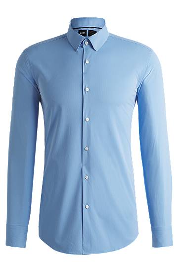 Skjorte BOSS Slim-Fit Performance-Stretch Shirt Blå | 50539397