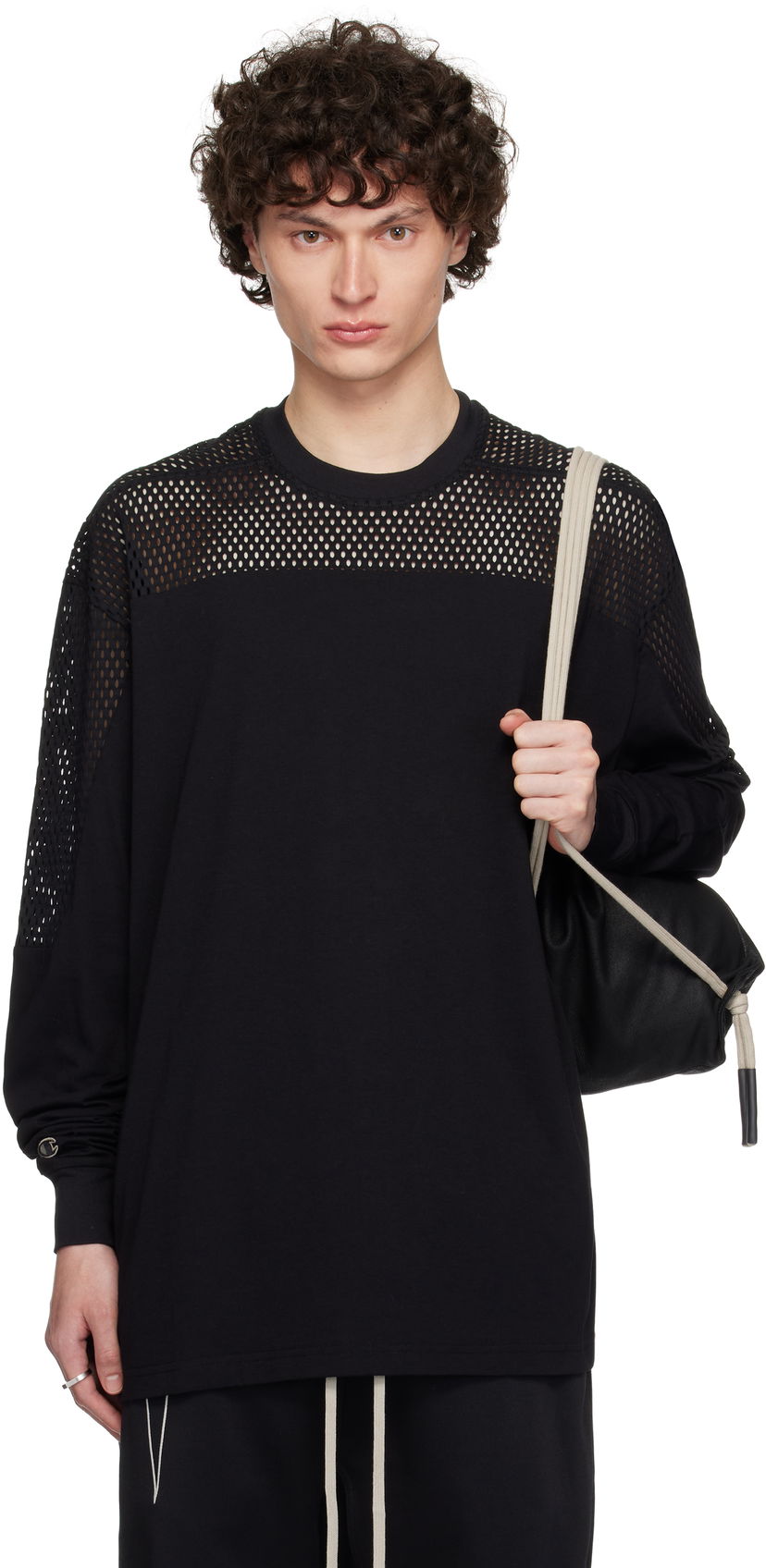 T-shirt Rick Owens Rick Owens Champion Edition Girdered T-Shirt Sort | CM01E1673 CHJGOM JERSEY + MESH