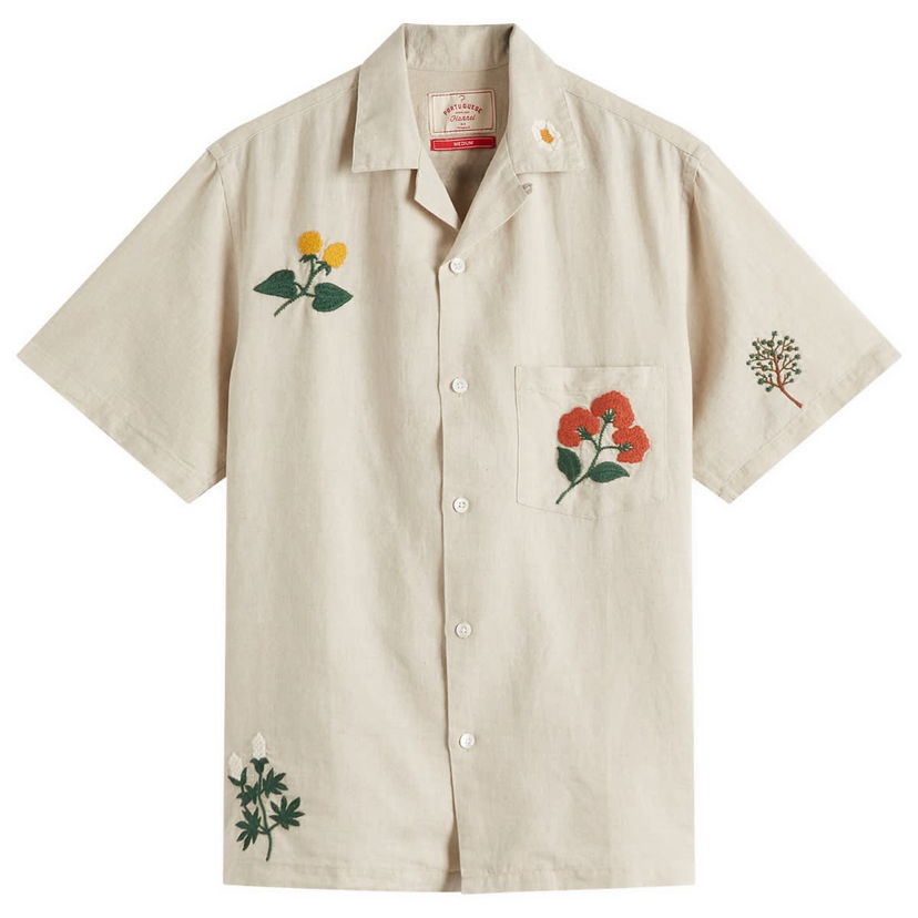 Skjorte Portuguese Flannel Flannel Embroidered Vacation Shirt Beige | SS25-086-NAT
