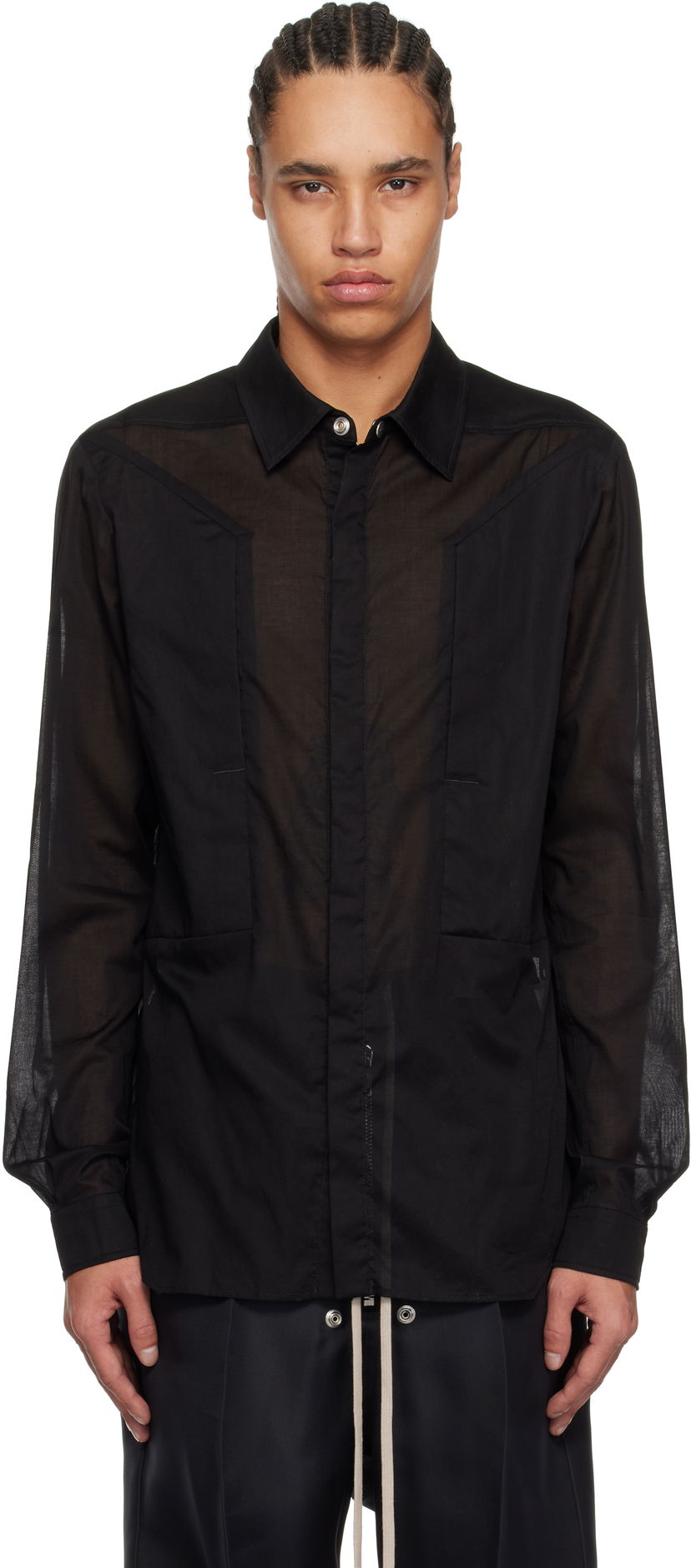 Skjorte Rick Owens Rick Owens Hollywood Fogpocket Shirt Sort | RU01E5237 CV