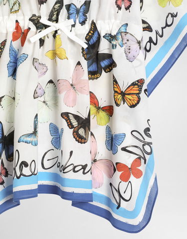 Kjole Dolce & Gabbana Dolce & Gabbana Butterfly Print Batiste Caftan Hvid | LB7A14FI5KTHB5KB, 3