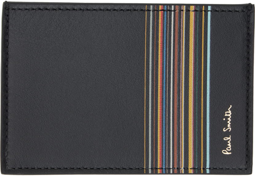 Tegnebog Paul Smith Paul Smith Leather Signature Stripe Credit Card Holder Sort | M1A-6137-LFISIG