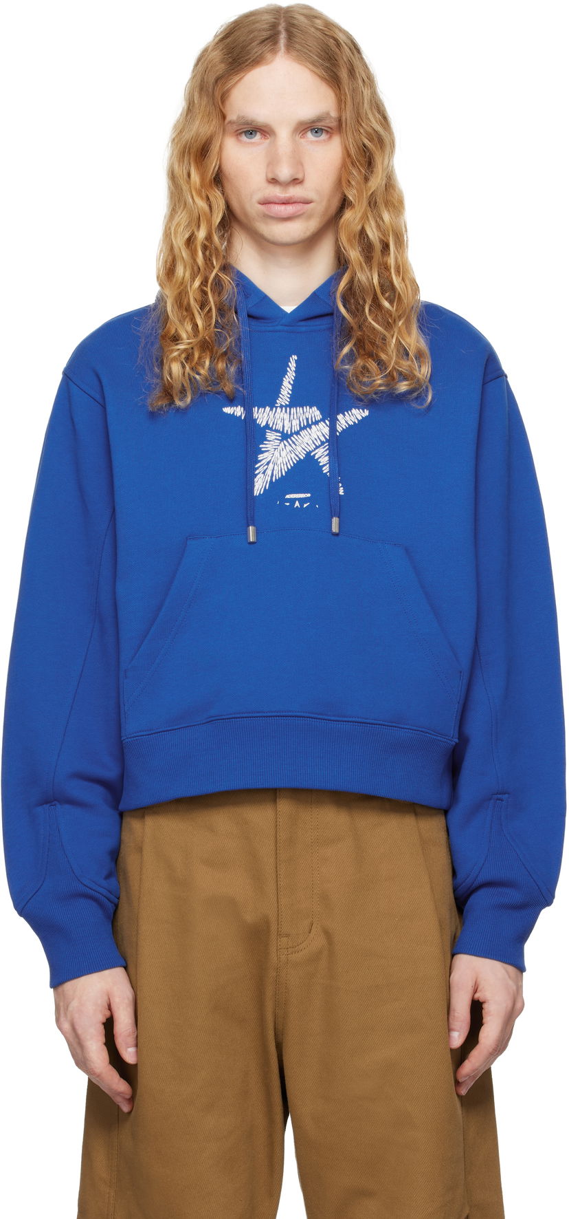 Sweatshirt ADER ERROR Stad Product. 36 Embroidered Logo Hoodie Blå | BN01FWHD0105BL