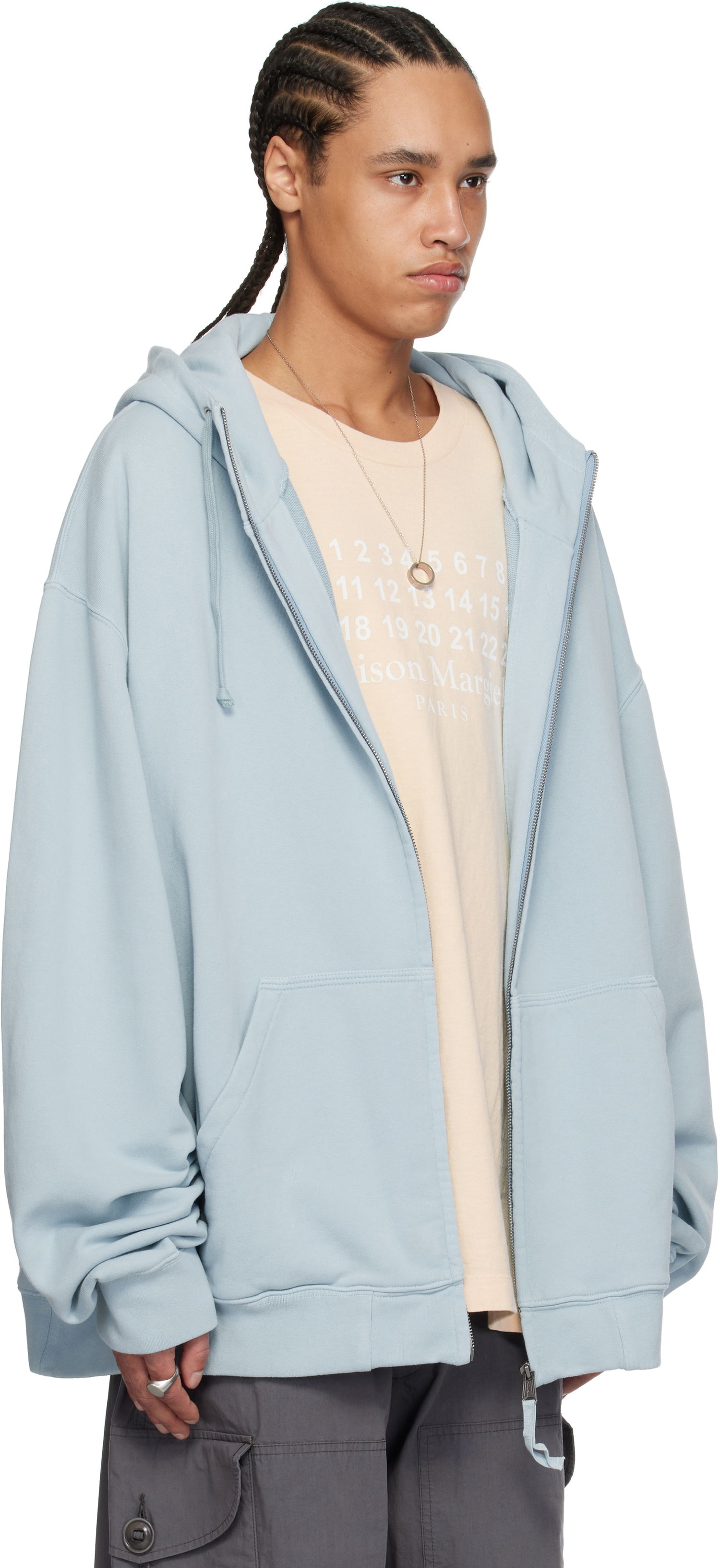 Sweatshirt Maison Margiela Maison Margiela Embroidered Logo Zip-Up Hoodie Blå | S50HG0047 M25017, 1