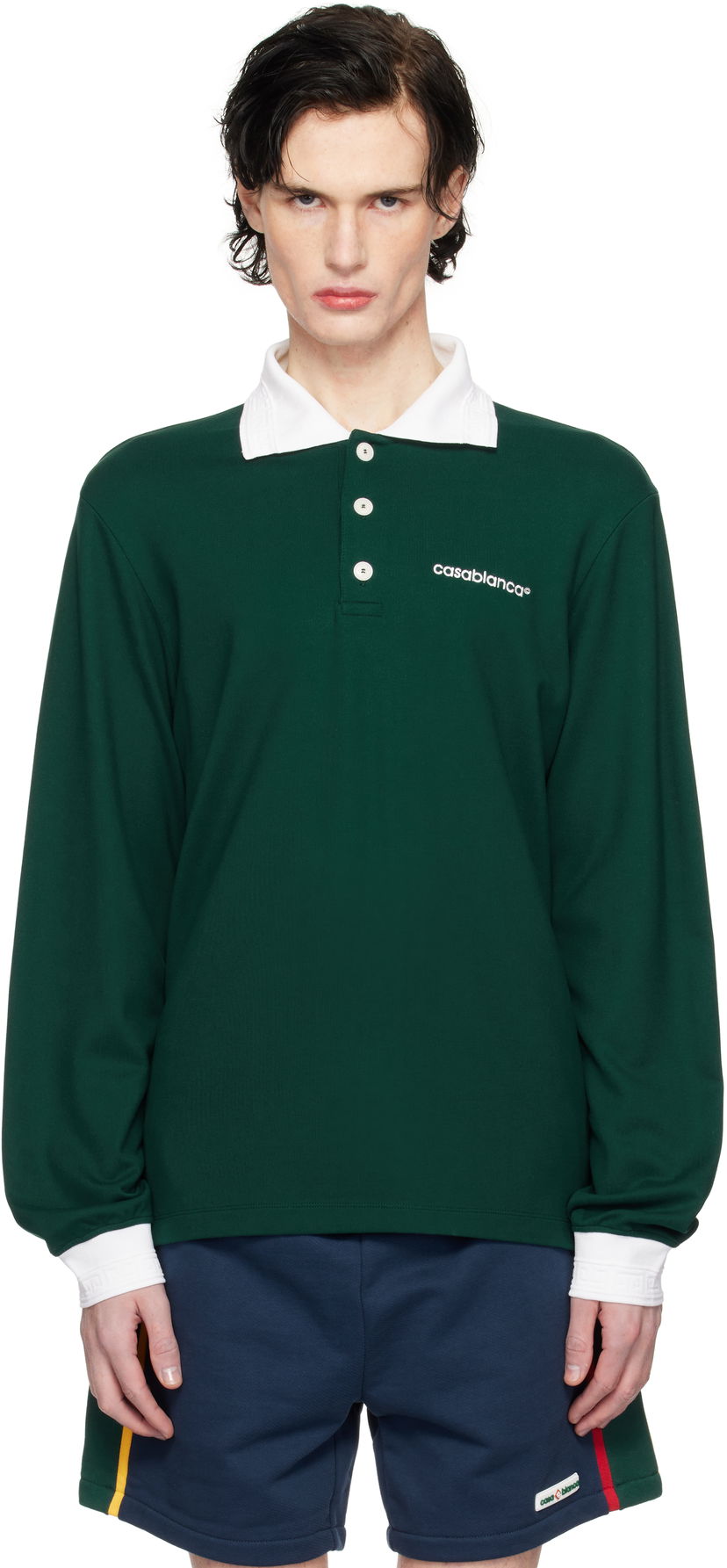 Polo skjorte Casablanca Long Sleeve Polo Grøn | MPS25-JTP-270-01