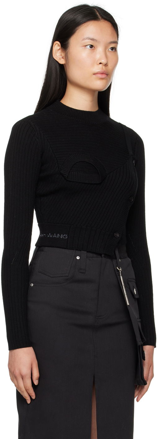 Sweater Feng Chen Wang Feng Chen Wang Ribbed Asymmetric Sweater Sort | FWF16KT02B, 1