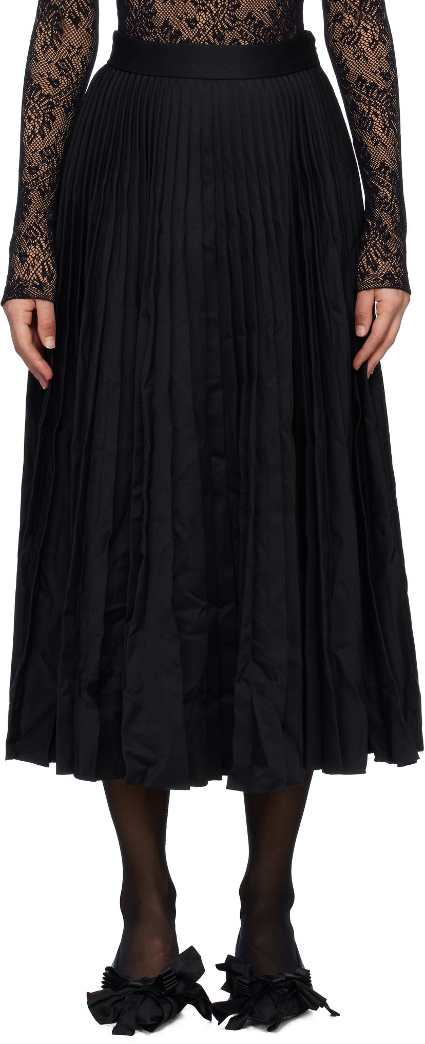 Nederdel Balenciaga Pleated Midi Skirt Sort | 808777 TRT08