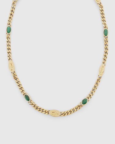 Halskæde Lacoste Malachite and Crocodile Embossed Curb Chain Necklace Flerfarvet | JL127N-712, 0