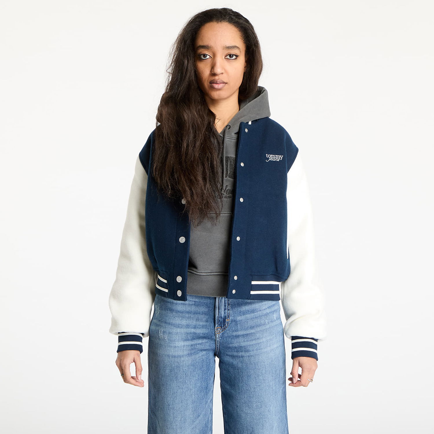 Bomberjakke Tommy Hilfiger Tommy Jeans Wool Varsity Bomber Jacket Mørkeblå | DW0DW19320 C1G, 0