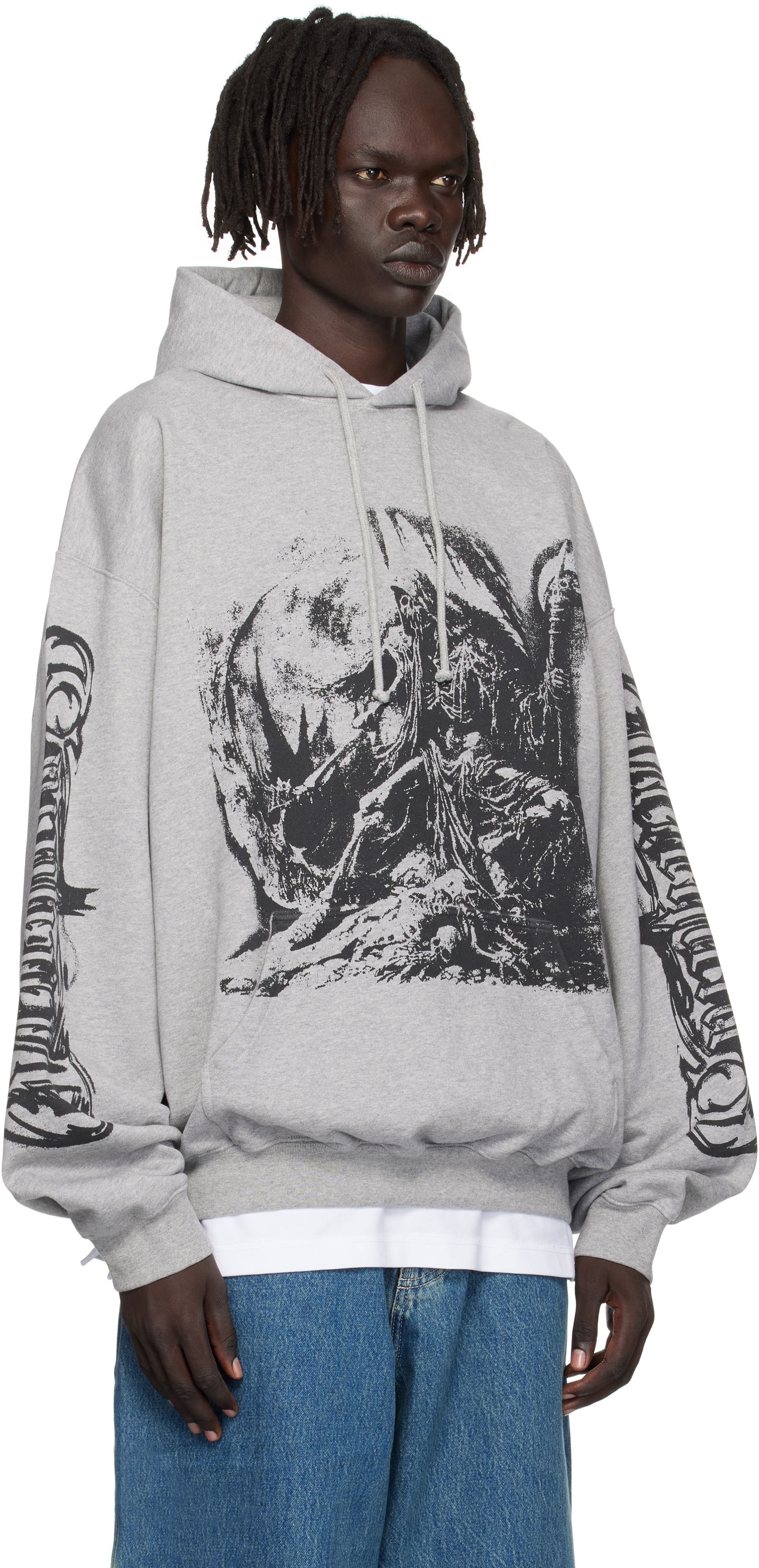Sweatshirt VETEMENTS Vetements Goth Oversized Hoodie Grå | UH76HD800G, 1