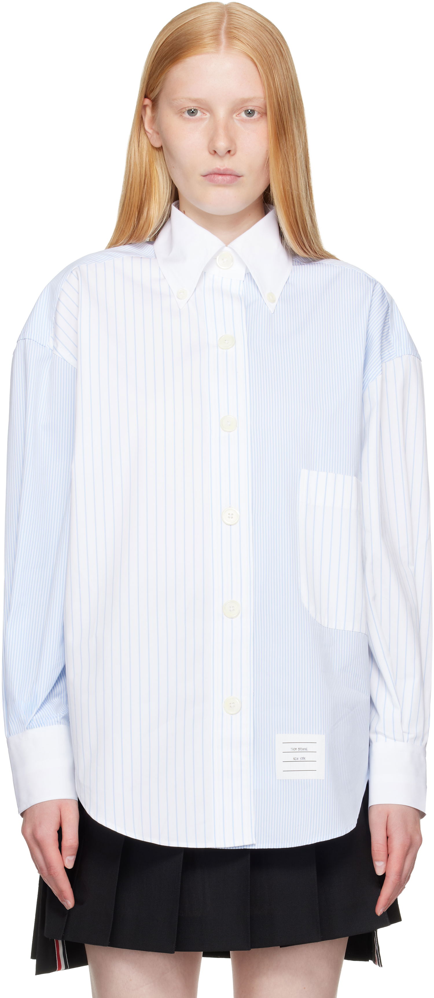 Skjorte Thom Browne Thom Browne Funmix Micro University Striped Shirt Blå | FLL079F-F0917, 0