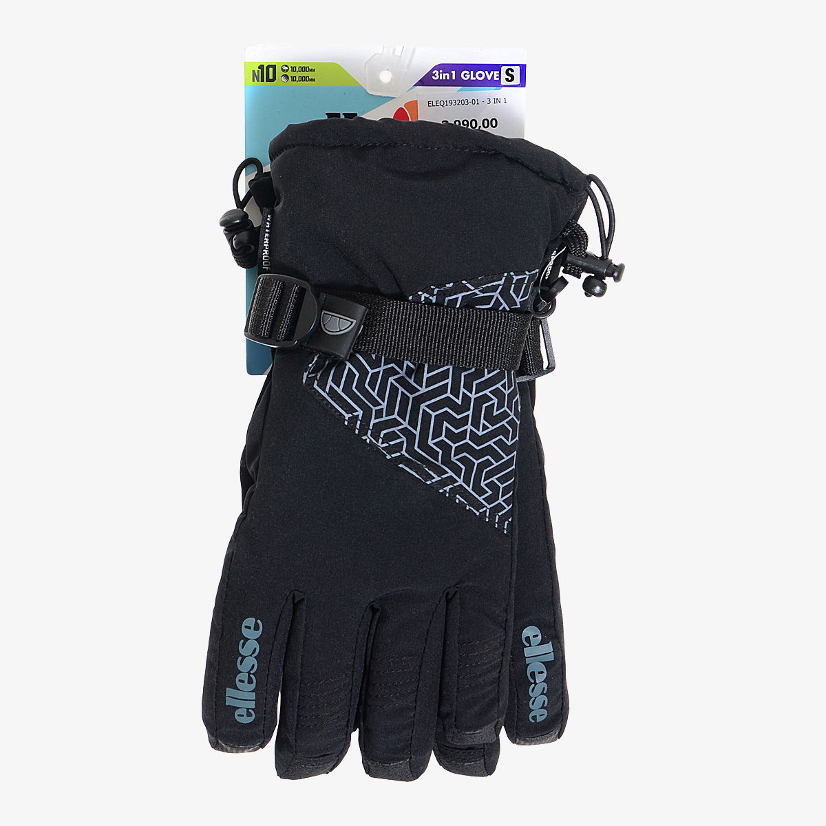Handsker Ellesse 3 in 1 Waterproof Geometric Pattern Gloves Sort | ELEQ193203-01, 0