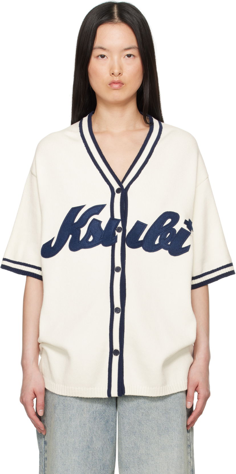 Sweater Ksubi Ksubi Baseball Knit Cardigan Hvid | WSP25KW001