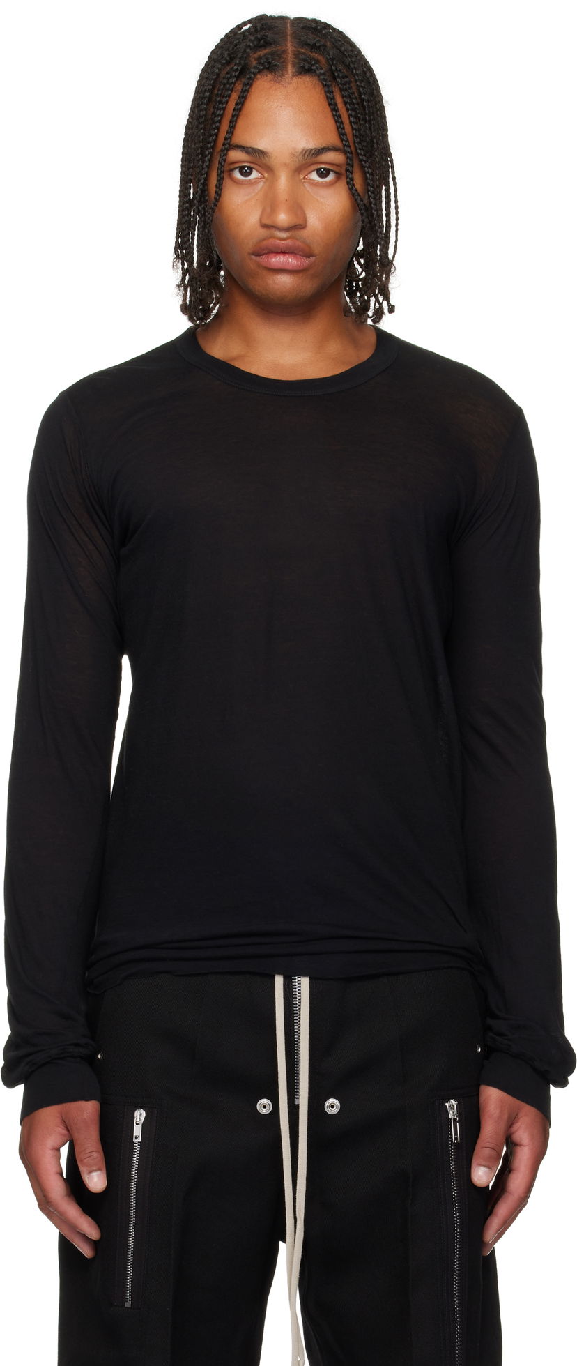 T-shirt Rick Owens Rick Owens Concordians Basic Long Sleeve T-Shirt Sort | RU02E1252 UC