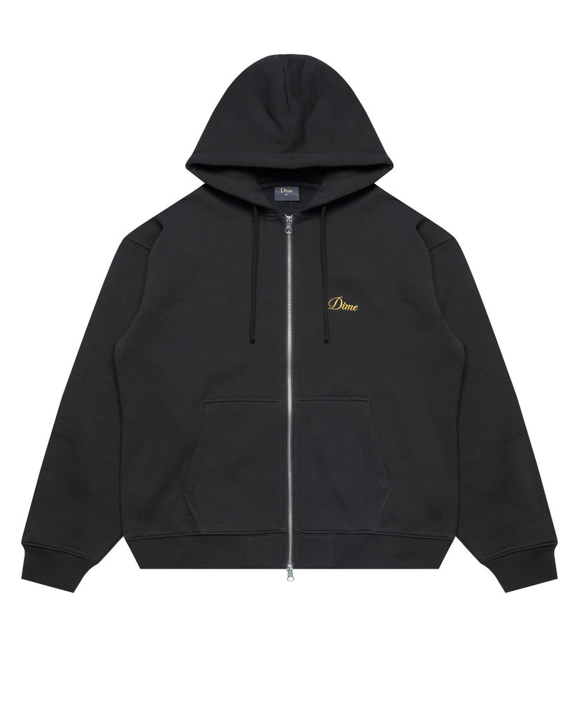 Sweatshirt Dime Cursive Logo Zip-Up Hoodie Sort | DIMEHO2453BLK