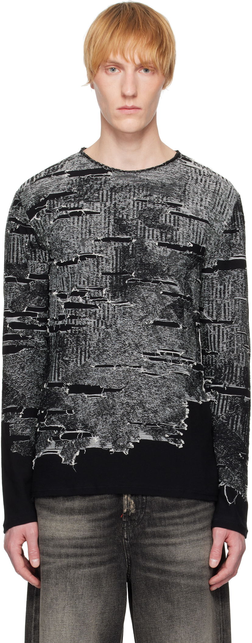 Sweater Diesel Diesel K-Cadmo Distressed Graphic Longsleeve Sort | A18119-0AFBV-900