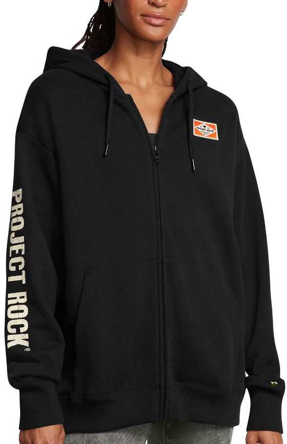 Sweatshirt Under Armour Project Rock Hard at Work Full-Zip Hoodie Sort | 1386446-001