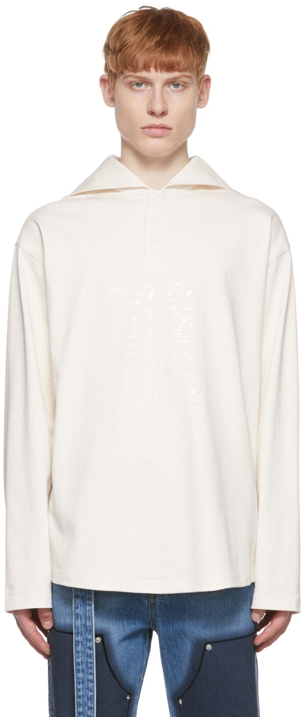 Polo skjorte We11done We11done Embroidered Logo Henley Hvid | WD-TT1-22-554-U-IV