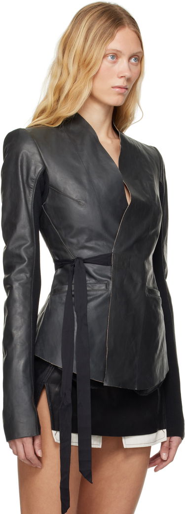 Jakke Rick Owens Rick Owens Hollywood Tamponato Calf Leather Wrap Jacket Sort | RP01E7749 LTP, 1