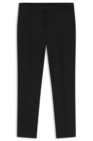 Bukser BOSS Slim-Fit Wool-Blend Twill Trousers Sort | 50547220, 0