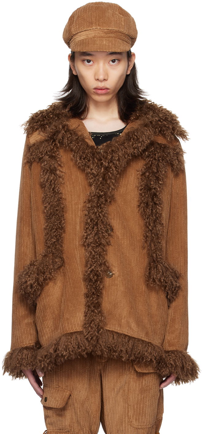 Jakke Anna Sui Anna Sui Faux-Fur Trimmed Corduroy Coat Brun | M624V30